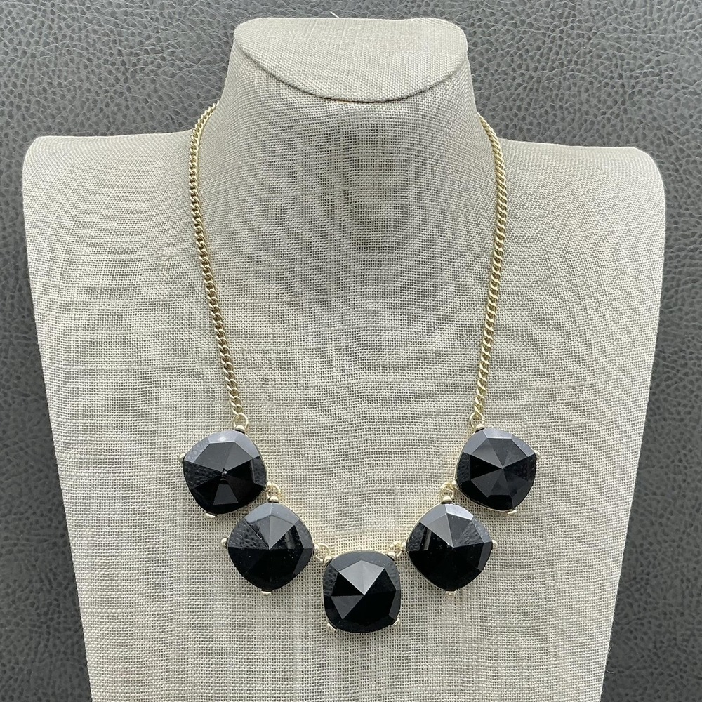 The Limited Necklace Black Faceted Bib Gold Tone Chunky Womens Statement Jewelry